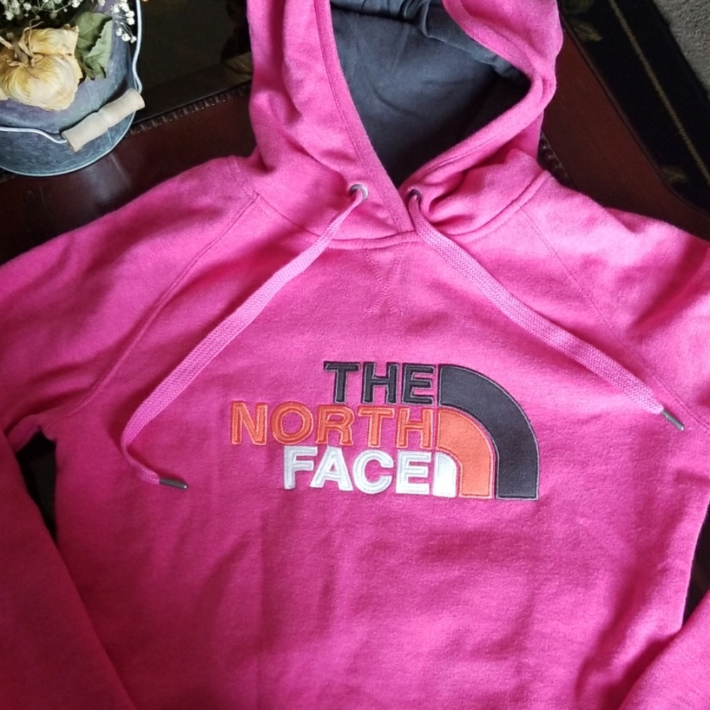 The nort face pink hoodie sweatshirt sz small
